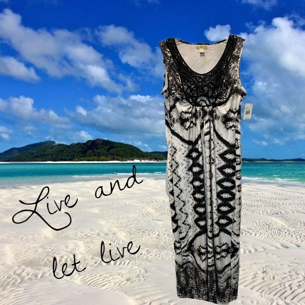 NWT LIVE AND LET LIVE BLACK/WHITE MAXI - Picture 7 of 11